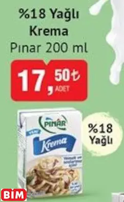 PINAR  %18 YAĞLI KREMA